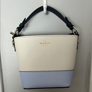 Kate Spade Cream and Blue Bucket Bag